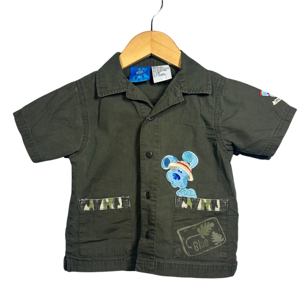 Vtg 2002 Blues Clues Toddler 3T Button Shirt Safari Camo Theme Nickelodeon